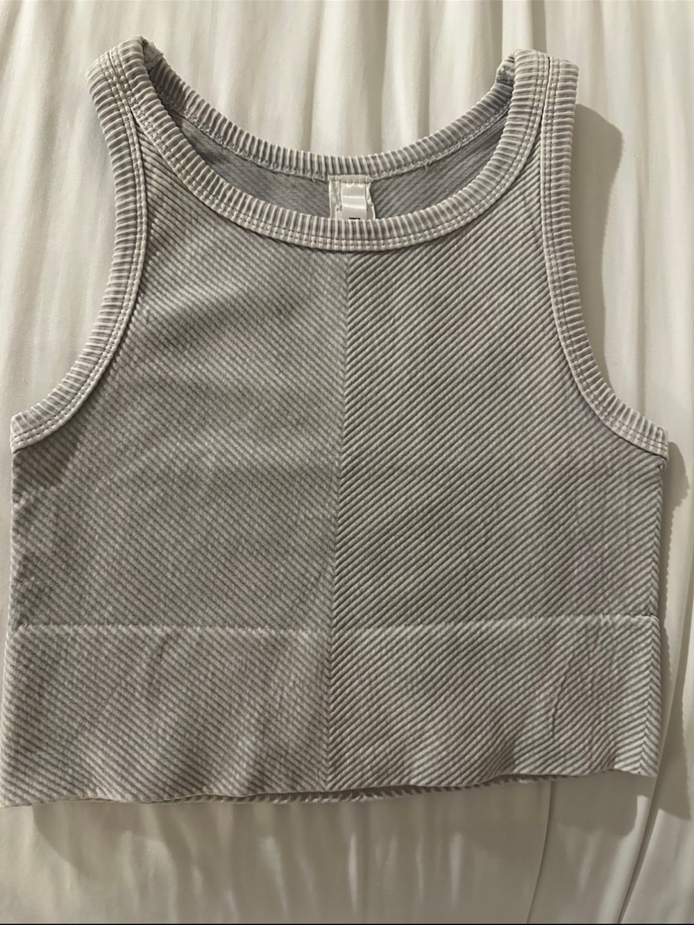 IVY PARK Light Gray Ribbed Cropped Tank